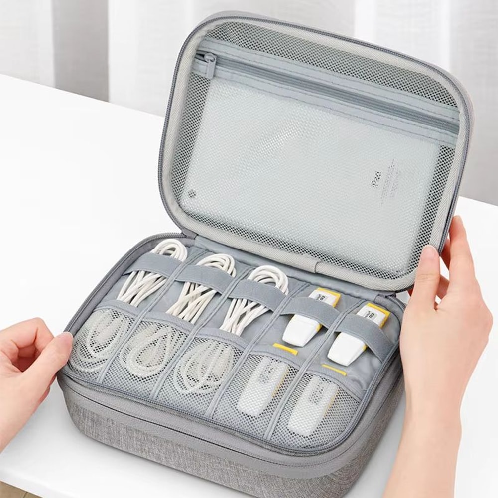 Large Capacity EVA Travel Electronics Organizer Hard Protective Cable Case 2