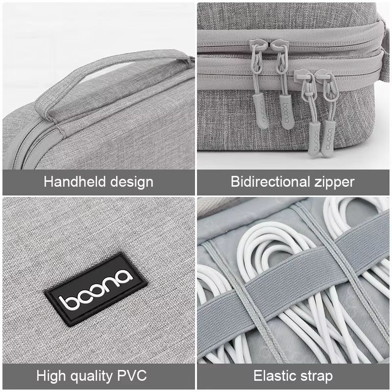 Large Capacity EVA Travel Electronics Organizer Hard Protective Cable Case 4