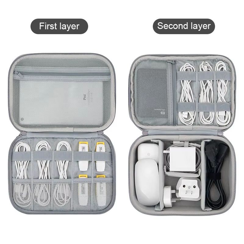 Large Capacity EVA Travel Electronics Organizer Hard Protective Cable Case 5