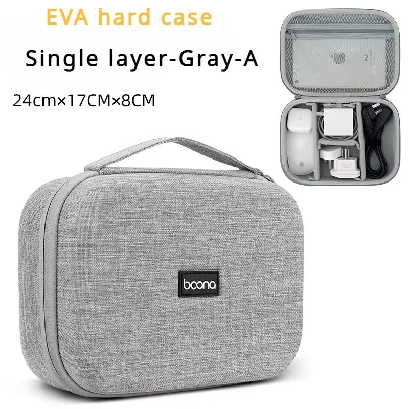 Large Capacity EVA Travel Electronics Organizer Hard Protective Cable Case 7