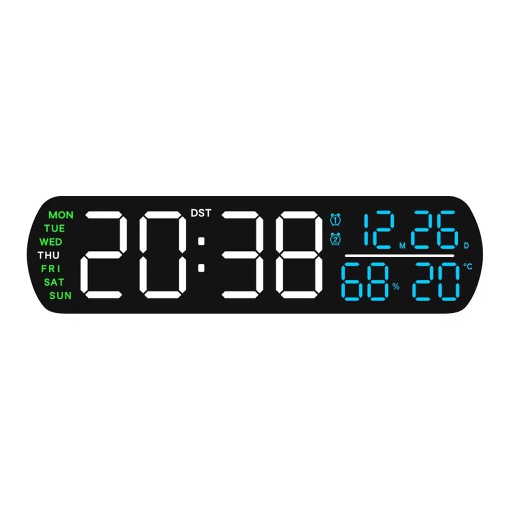 LED Digital Alarm Clock With Temperature Humidity Dual Alarm And Auto Dim Display 12