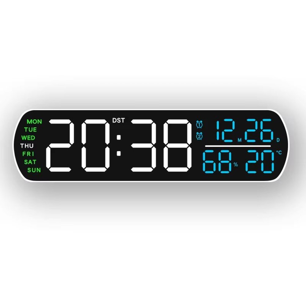 LED Digital Alarm Clock With Temperature Humidity Dual Alarm And Auto Dim Display 14