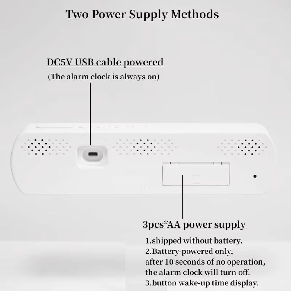 LED Digital Alarm Clock With Temperature Humidity Dual Alarm And Auto Dim Display 4