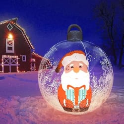 60cm giant inflatable christmas ball outdoor yard ornament weatherproof pvc holiday decor