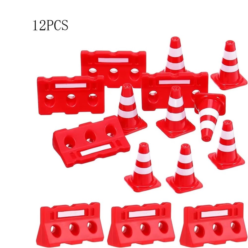 12pcs Mini Construction Traffic Sign Toy Set Kids Road Signs And Cones Educational Playset 8