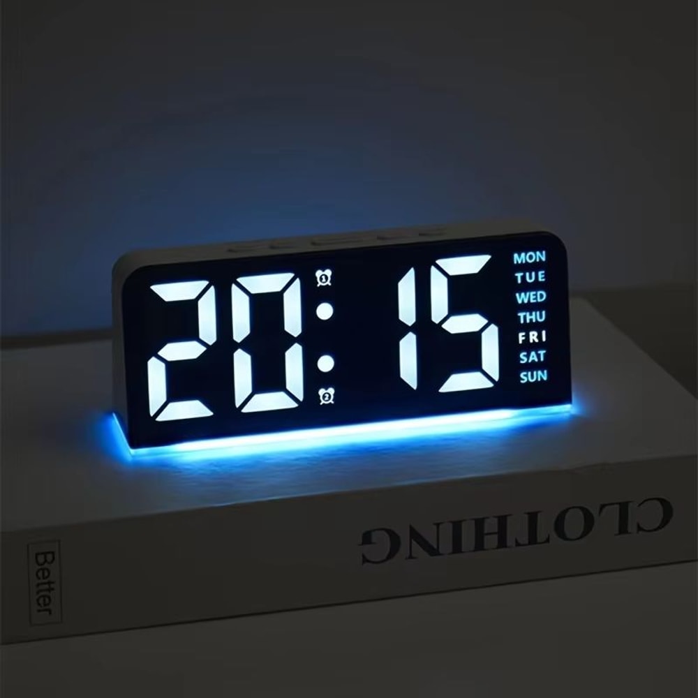 Modern LED Digital Alarm Clock With Temperature Display And Night Light Snooze Function 6