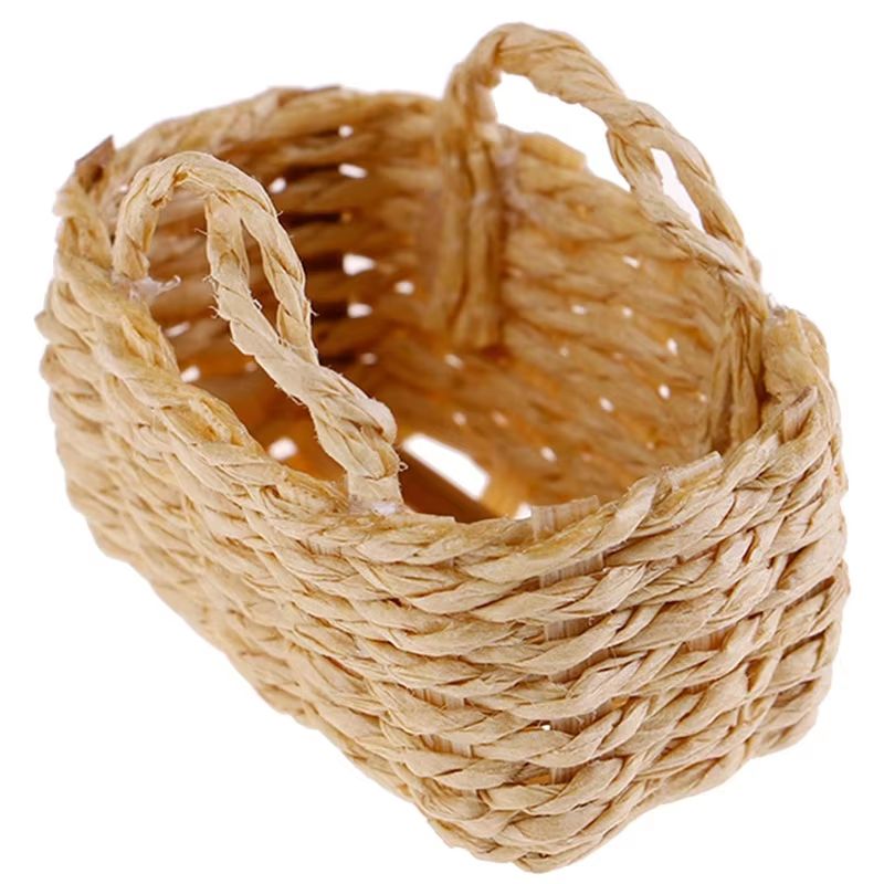 Mini Handwoven Rattan Dollhouse Basket Set For 112 Scale Miniatures 2