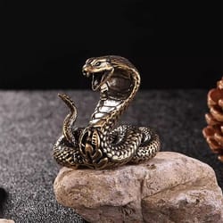 antique copper brass mini snake figurine for desktop decor