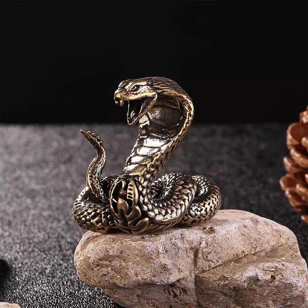 Antique Copper Brass Mini Snake Figurine For Desktop Decor 6