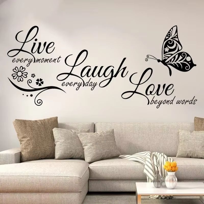 Live Laugh Love Butterfly Flower Wall Sticker For Living Room Decor 1