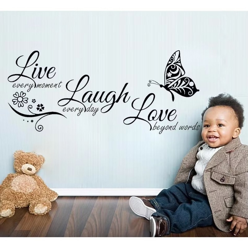 Live Laugh Love Butterfly Flower Wall Sticker For Living Room Decor 3