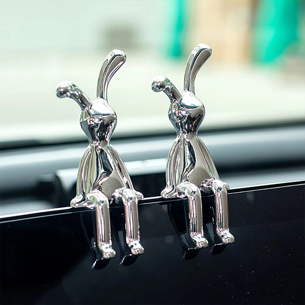 Cute LongEared Rabbit Double Figurine Set For Shelf And Desktop Decor 1