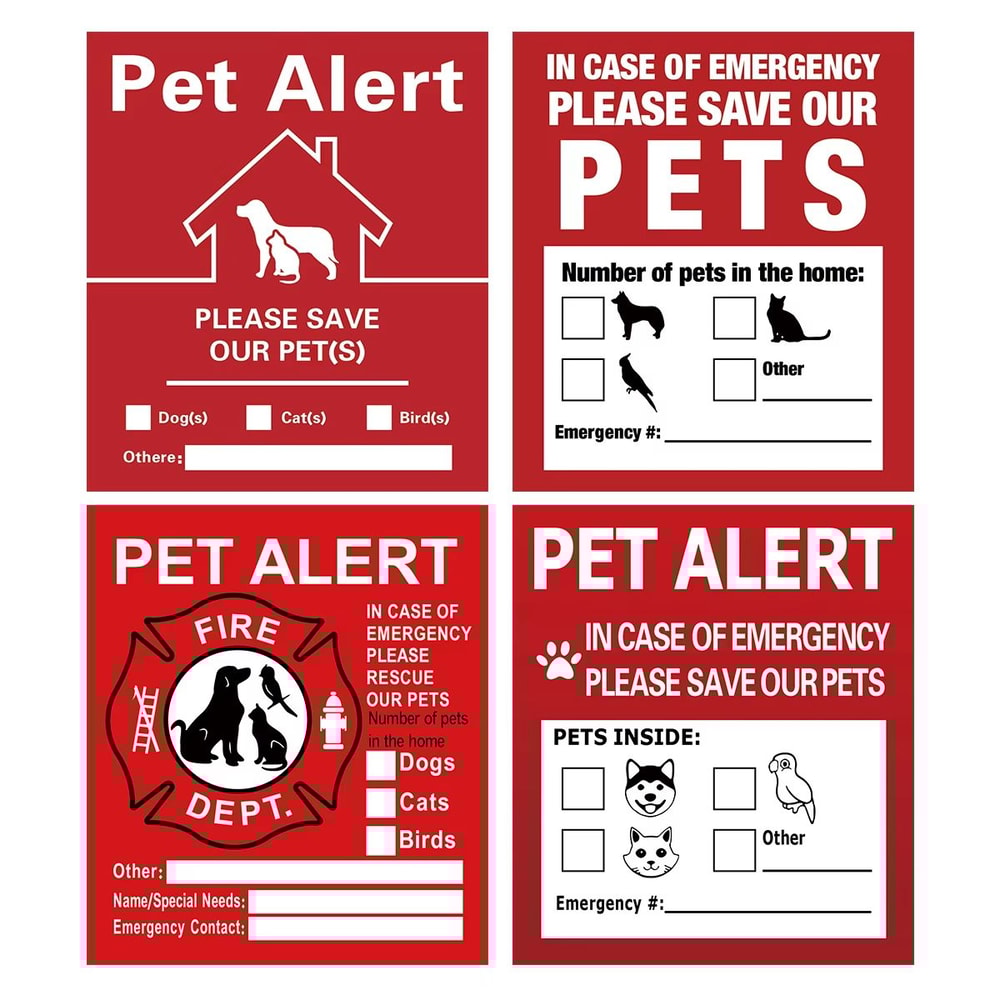 Pet Alert Emergency Window Stickers 4 Pack Save My Pets Rescue Decals 0