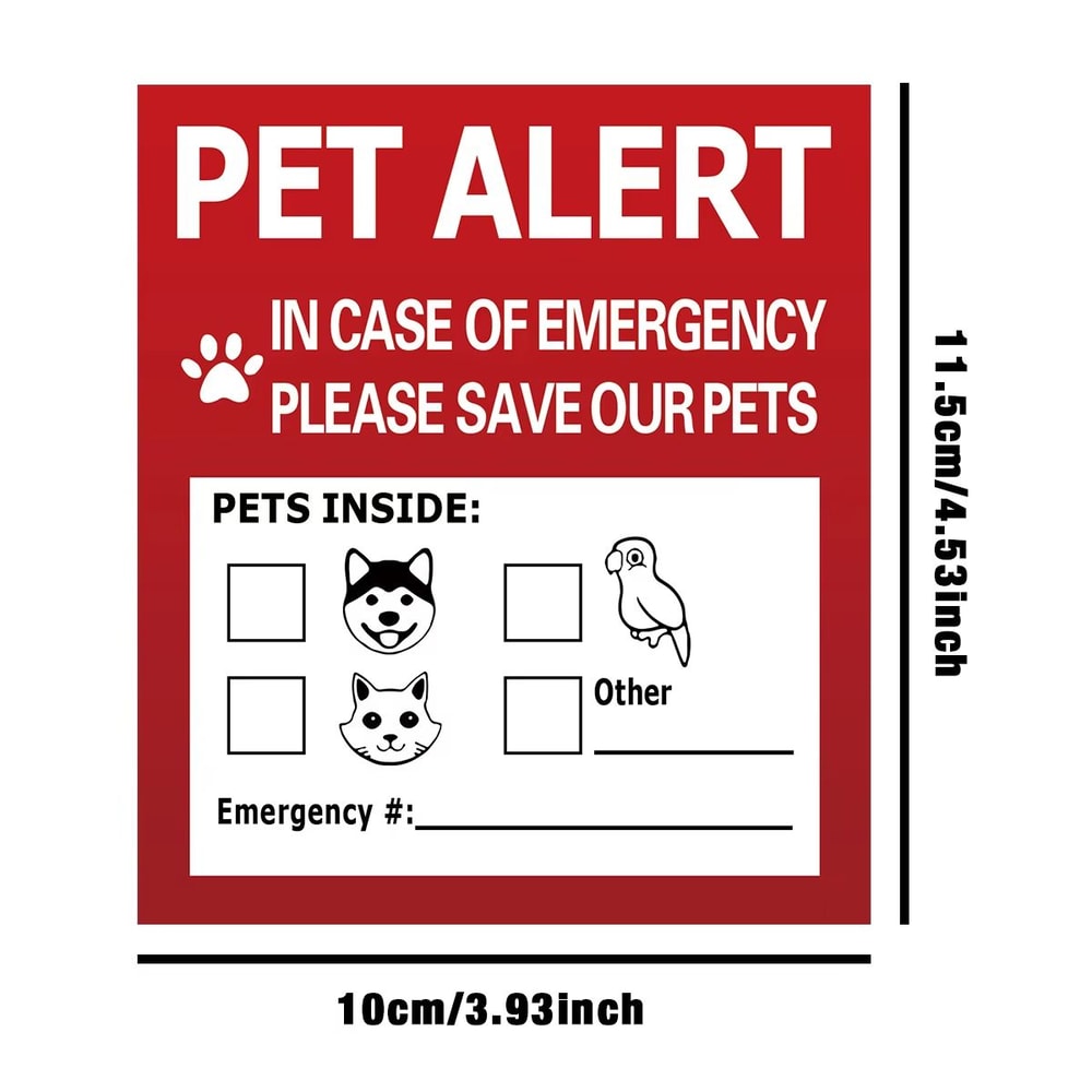 Pet Alert Emergency Window Stickers 4 Pack Save My Pets Rescue Decals 2