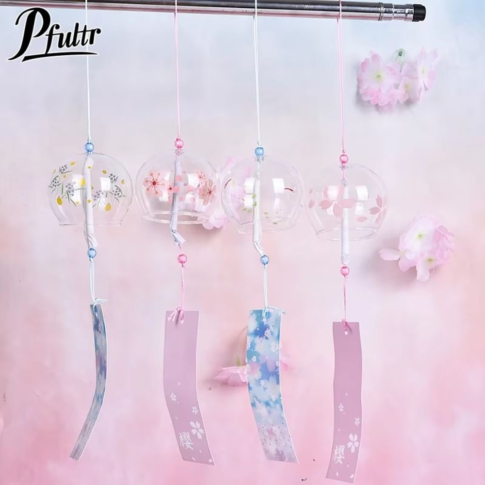 Japanese Sakura Glass Wind Chime Hanging Bell For Home Decor 0