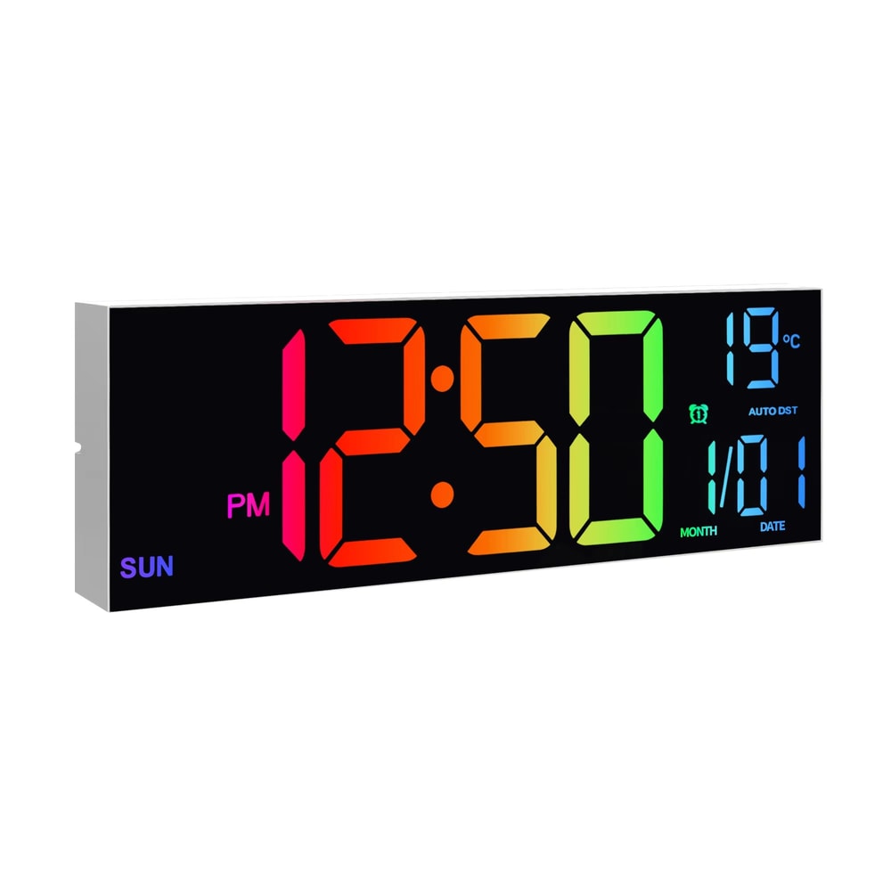 16 Large RGB LED Digital Wall Clock With Remote Control 6