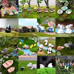 mini cute animal figurines set for fairy garden bonsai diy landscape decor