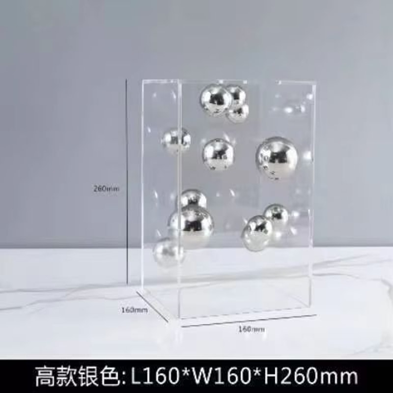 Modern Clear Acrylic Square Display Box Decorative Sphere Cover Ornament 12