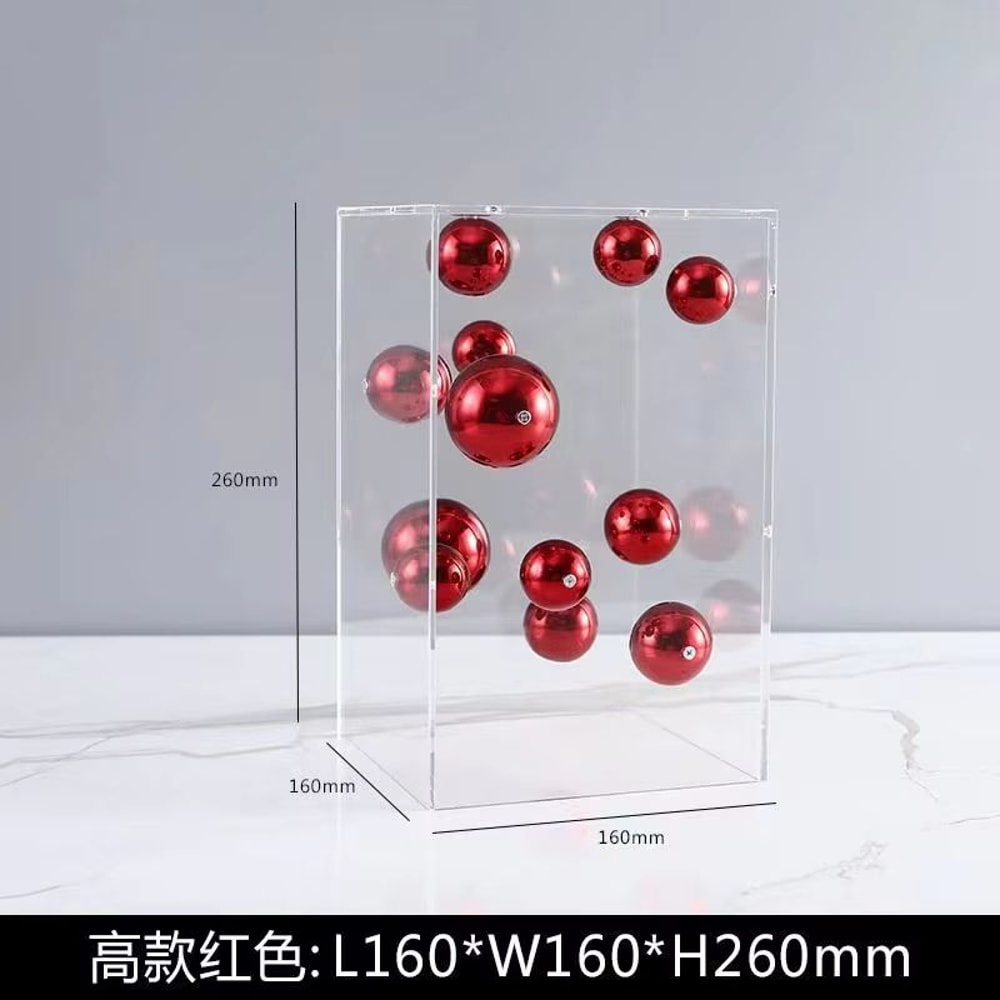 Modern Clear Acrylic Square Display Box Decorative Sphere Cover Ornament 7