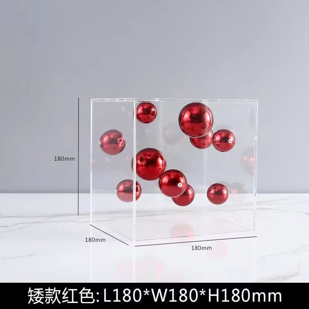 Modern Clear Acrylic Square Display Box Decorative Sphere Cover Ornament 8