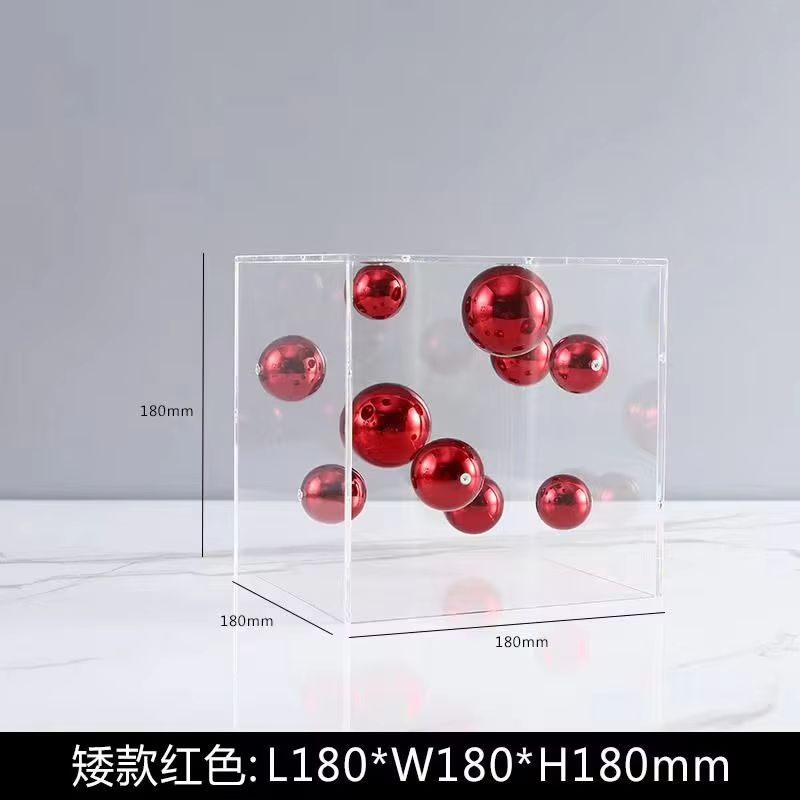 Modern Clear Acrylic Square Display Box Decorative Sphere Cover Ornament 8