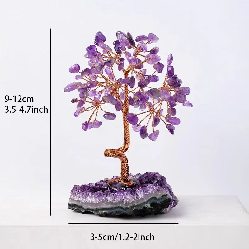 Amethyst Crystal Tree Decor Healing Stone Bonsai With Natural Gravel Base 6