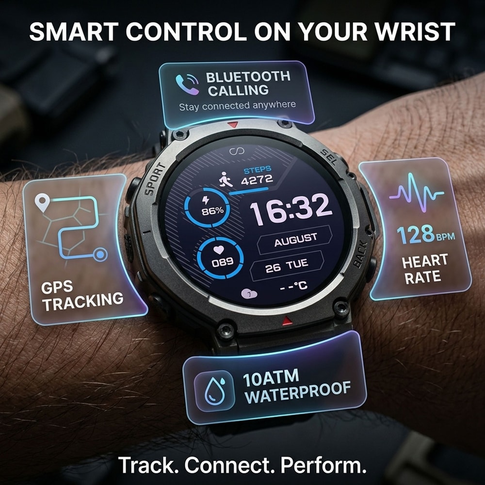 Military Smartwatch With Bluetooth Calling Builtin GPS Compass Altimeter 10ATM Waterproof Sports 1