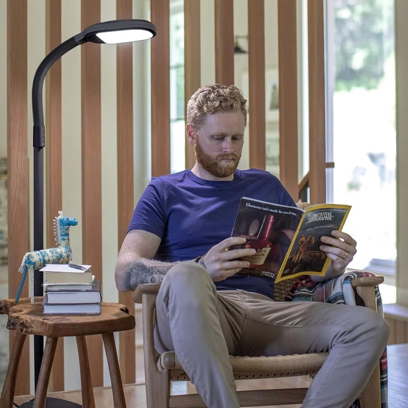 Natural Full Spectrum LED Floor Lamp 60 In Tall Sunlight Therapy Reading Light 2