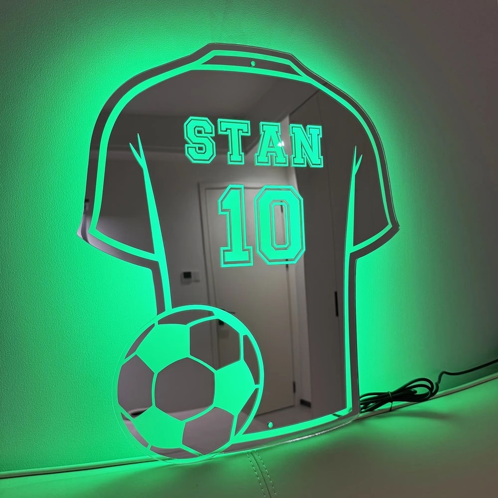 Custom Football LED Mirror Name Sign Personalized Sports Wall Decor For Dad And Man Cave 2