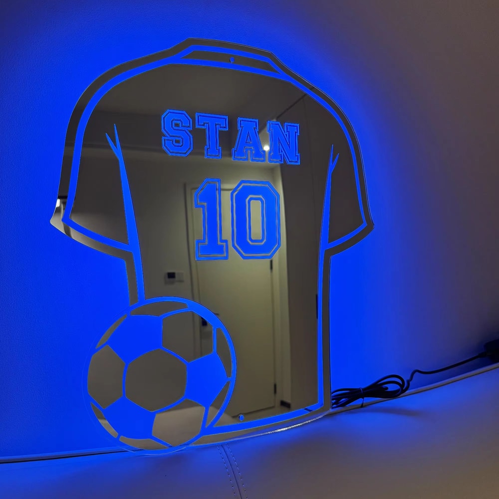 Custom Football LED Mirror Name Sign Personalized Sports Wall Decor For Dad And Man Cave 5