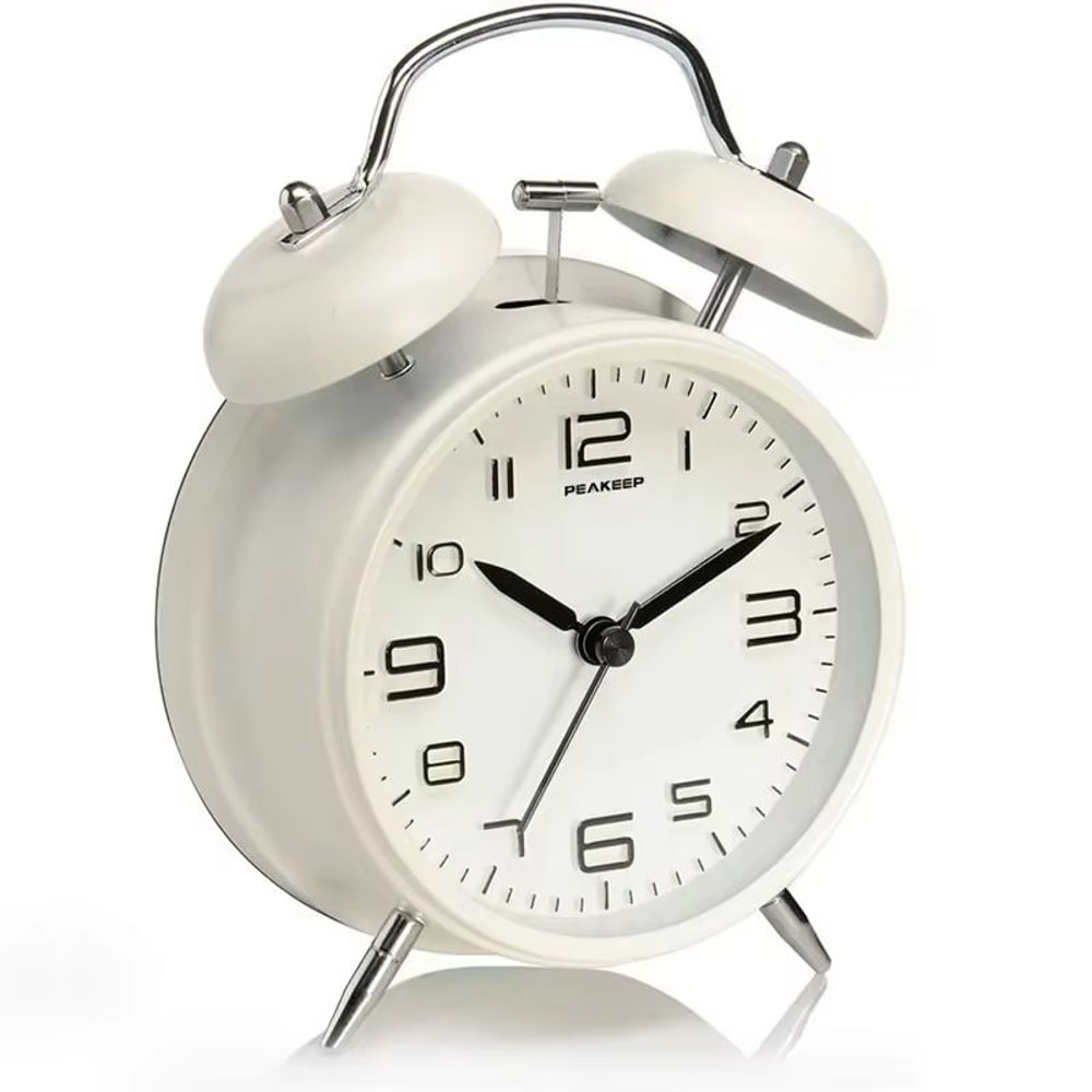 4Inch Twin Bell Alarm Clock With Backlight Loud Battery Operated Vintage Desk Clock 7