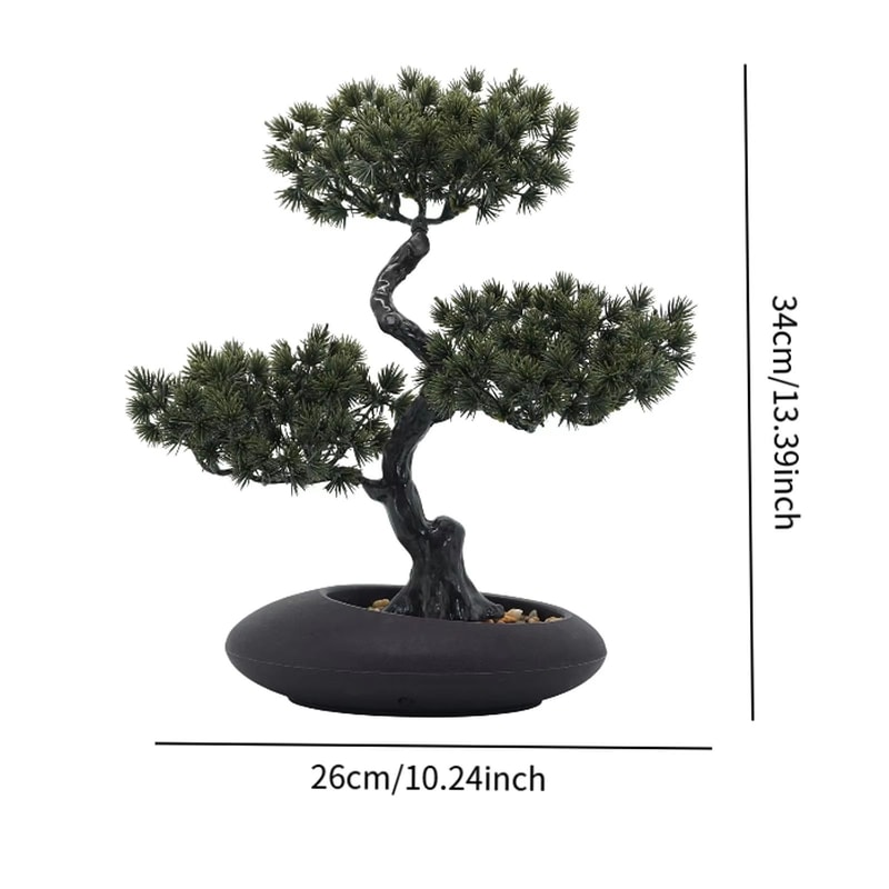 Artificial Japanese Pine Bonsai Tree Realistic Faux Plant Decor For Desk Home And Office 10