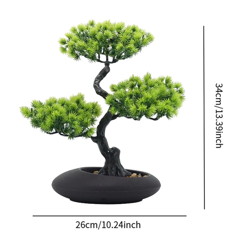 Artificial Japanese Pine Bonsai Tree Realistic Faux Plant Decor For Desk Home And Office 11