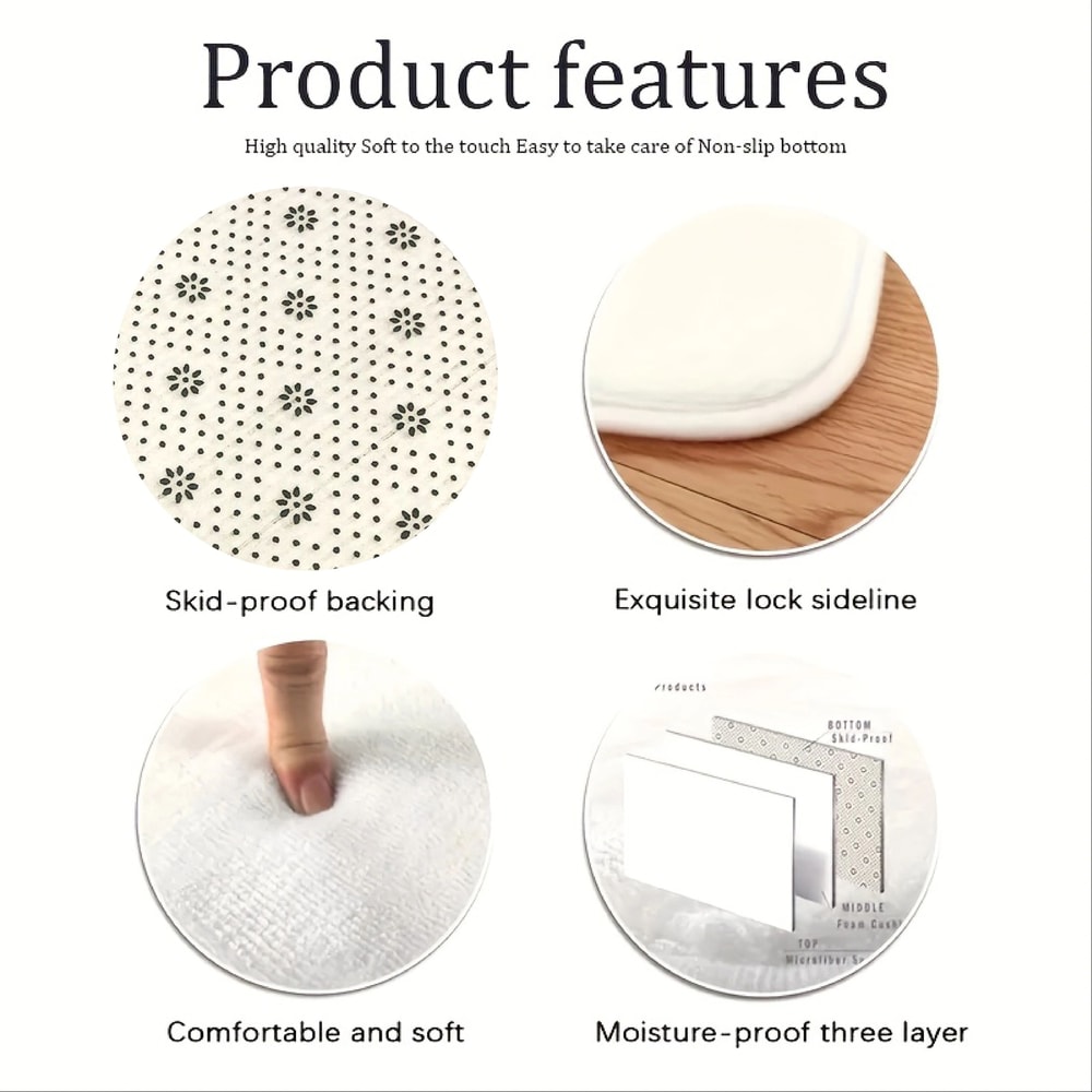 Soft Floral Area Rug Absorbent Vintage Carpet For Bedroom Living Room Bathroom 5