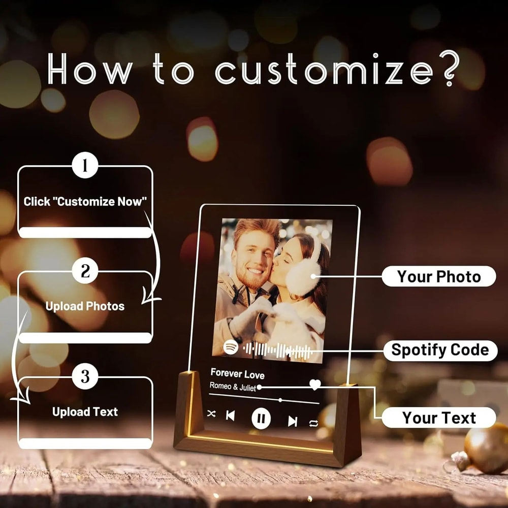 Custom Spotify Acrylic Music Plaque Lamp With Photo Song Code Gift 4