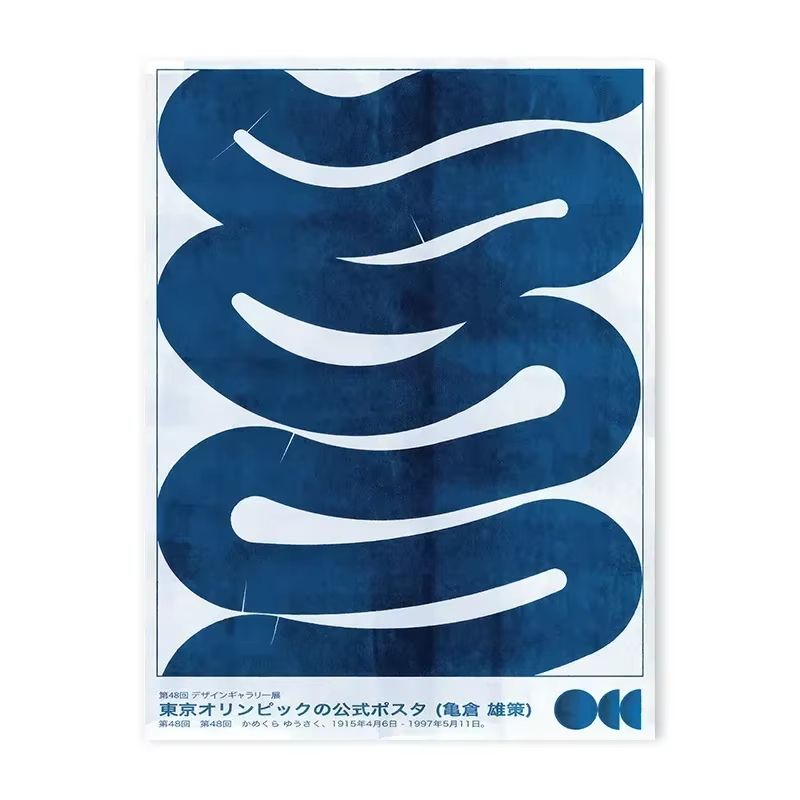 Japanese Blue Wave Canvas Wall Art Vintage Abstract Japandi Poster For Modern Home Decor 12