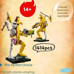 1414 piece banana brick building set 3d display model with stand and collectible design