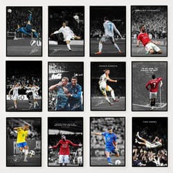 modern soccer player canvas wall art – soccer wall art portrait poster for bedroom & living room decor