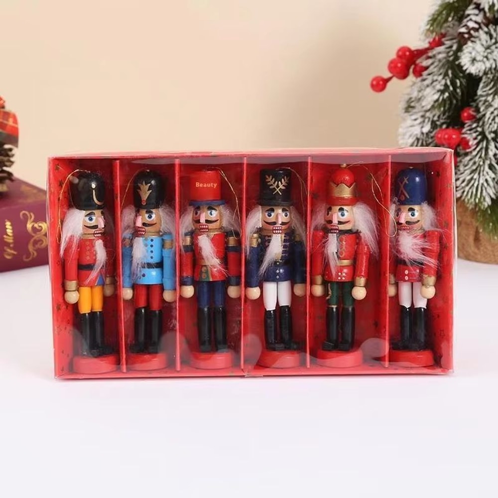 Mini Nutcracker Ornaments 472in Christmas Desktop Decor Doll Pendant Set 2