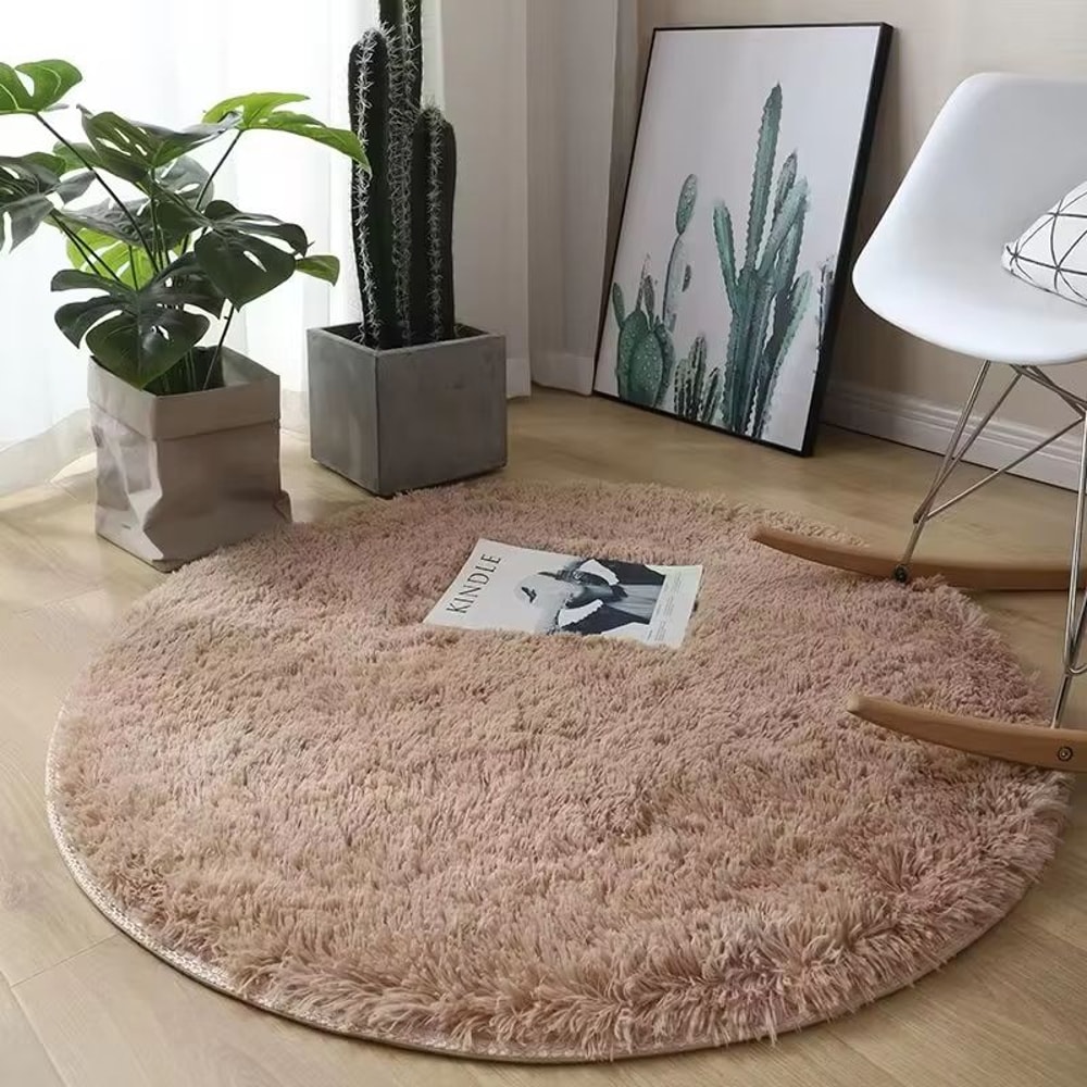 Fluffy Round White Carpet Non Slip Plush Shag Rug For Bedroom Living Room Decor 8