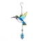 Hummingbird Dragonfly Wind Chime With Painted Glass Metal Art For Garden Decor 7