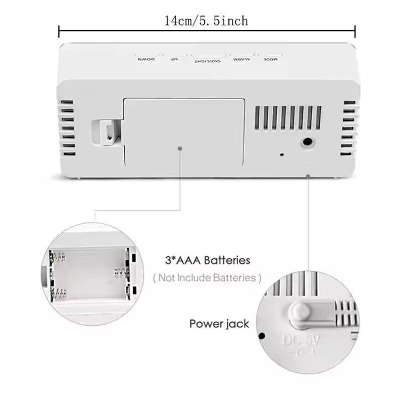 Modern White LED Mirror Digital Alarm Clock With Snooze And Night Light 1