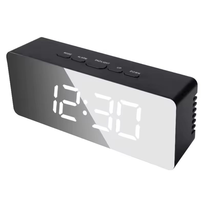 Modern White LED Mirror Digital Alarm Clock With Snooze And Night Light 7