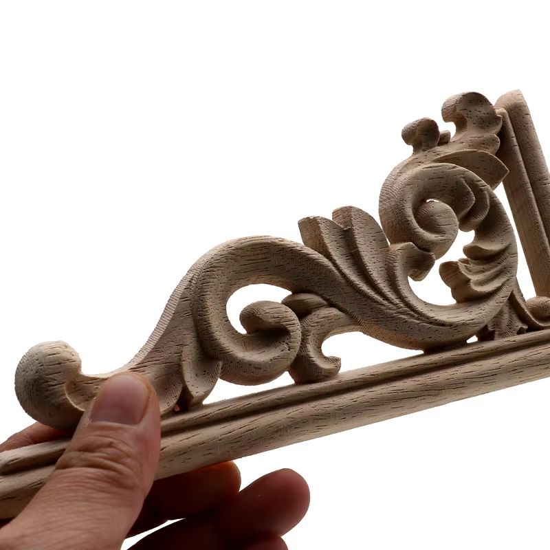 Natural Floral Wood Carved Wood Applique Decorative Furniture Accent 2