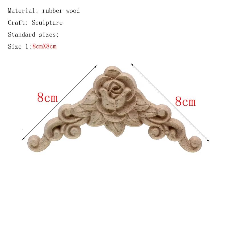 Natural Floral Wood Carved Wood Applique Decorative Furniture Accent 16
