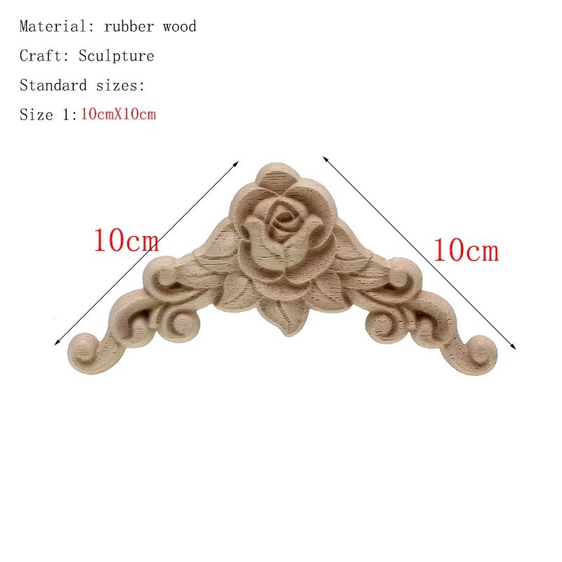Natural Floral Wood Carved Wood Applique Decorative Furniture Accent 17
