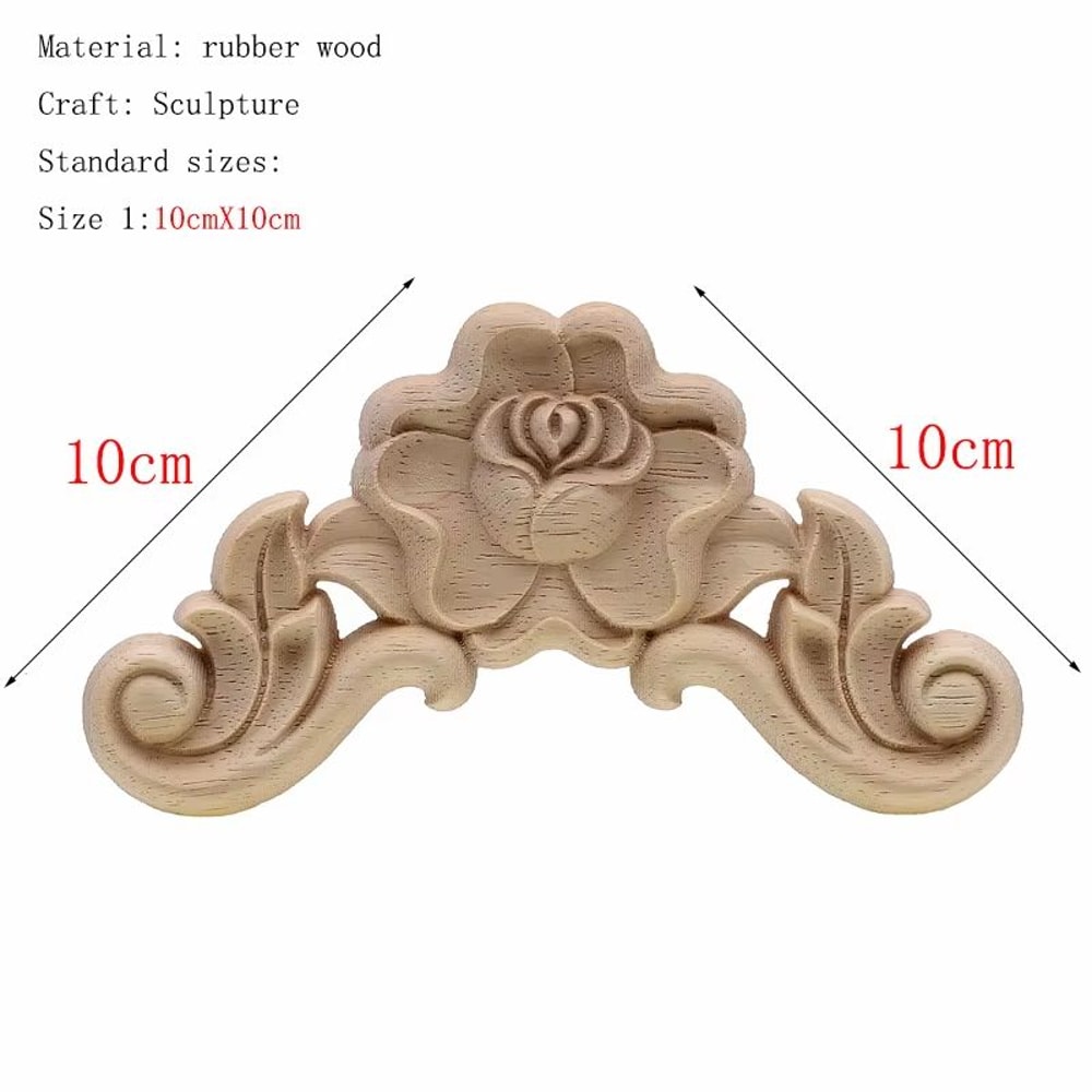 Natural Floral Wood Carved Wood Applique Decorative Furniture Accent 20