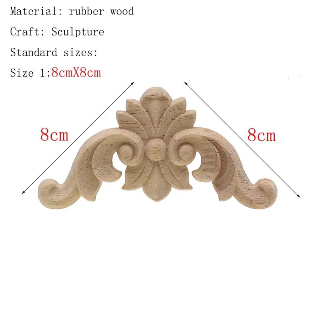 Natural Floral Wood Carved Wood Applique Decorative Furniture Accent 22