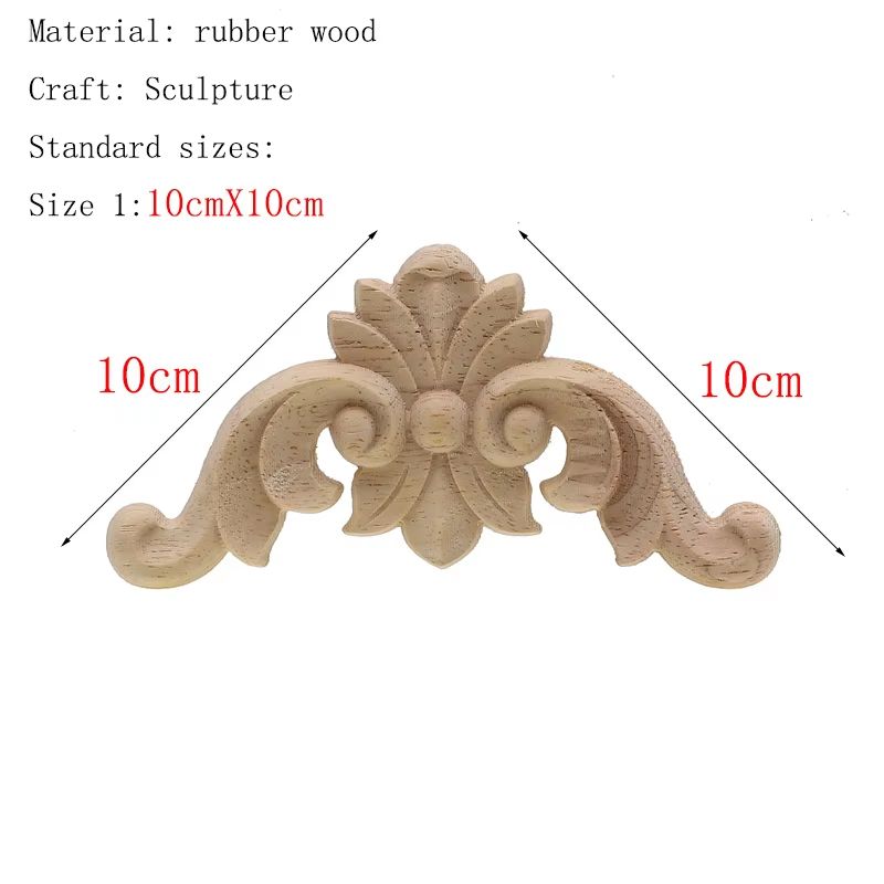 Natural Floral Wood Carved Wood Applique Decorative Furniture Accent 23