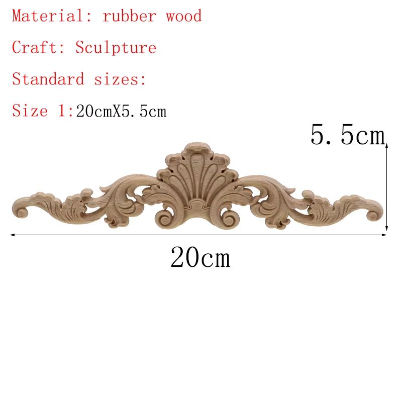 Natural Floral Wood Carved Wood Applique Decorative Furniture Accent 25